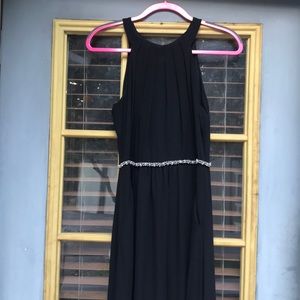 Long black formal dress with pockets